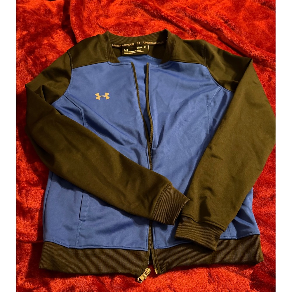Under Armour Womens Blue Black Full Zip Track Jacket Fitted Small 81GKVJRG00521